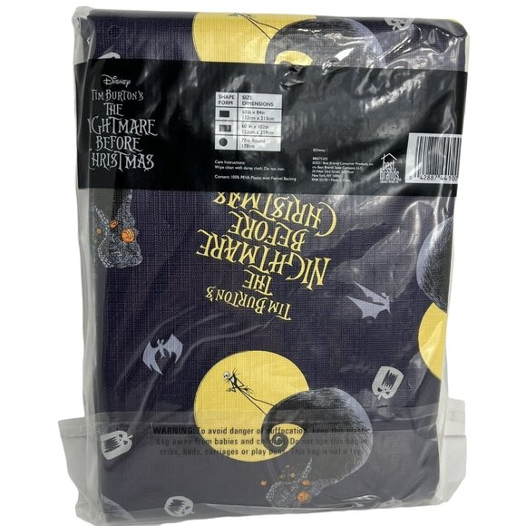 Disney Nightmare Before Christmas Tablecloth 70" Round Jack Skellington Pumpkins - Picture 2 of 12